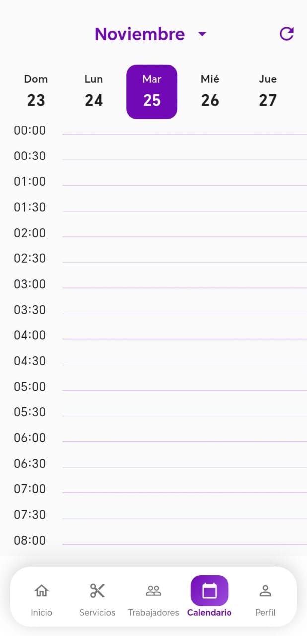 Pantalla 2 - Calendario de la app