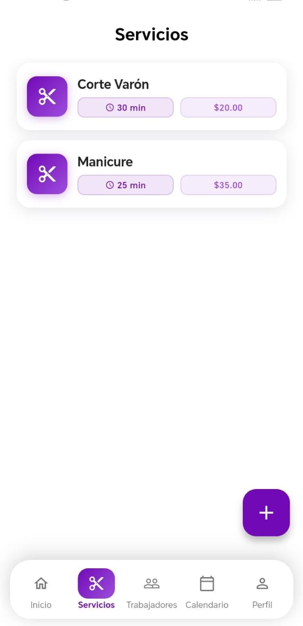 Pantalla - Servicios de la app