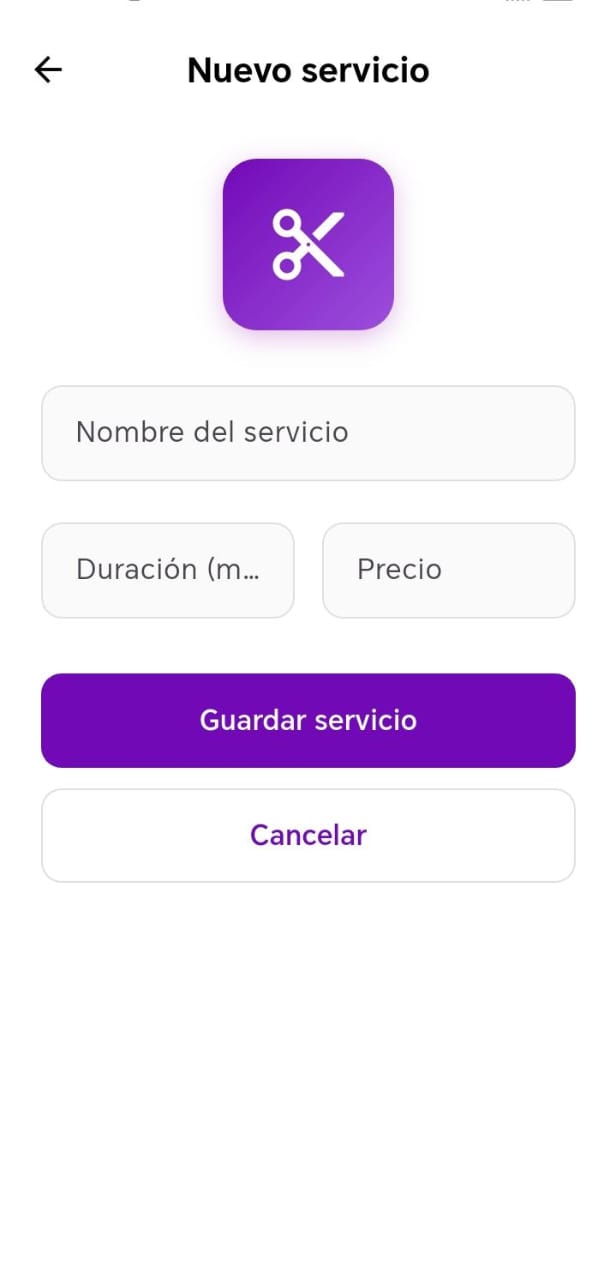 Pantalla - Nuevo servicio